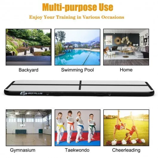 10 Feet Inflatable Gymnastics Tumbling Mat with Pump -Black - Color: Black