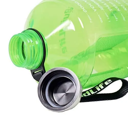BuildLife 43OZ(1.3L) Water Bottle Motivational Fitness Workout with Time Marker |Drink More Water Daily | Clear BPA-Free |Water Throughout The Day for Child (1.3L-Green, 1.3L)