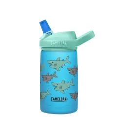 CamelBak Eddy  Kids Water Bottle, Vacuum Insulated Stainless Steel, 12 oz, School of Sharks