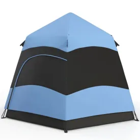 Hexagon Double Layer Camping Tent, 4-Person, Blue/Black