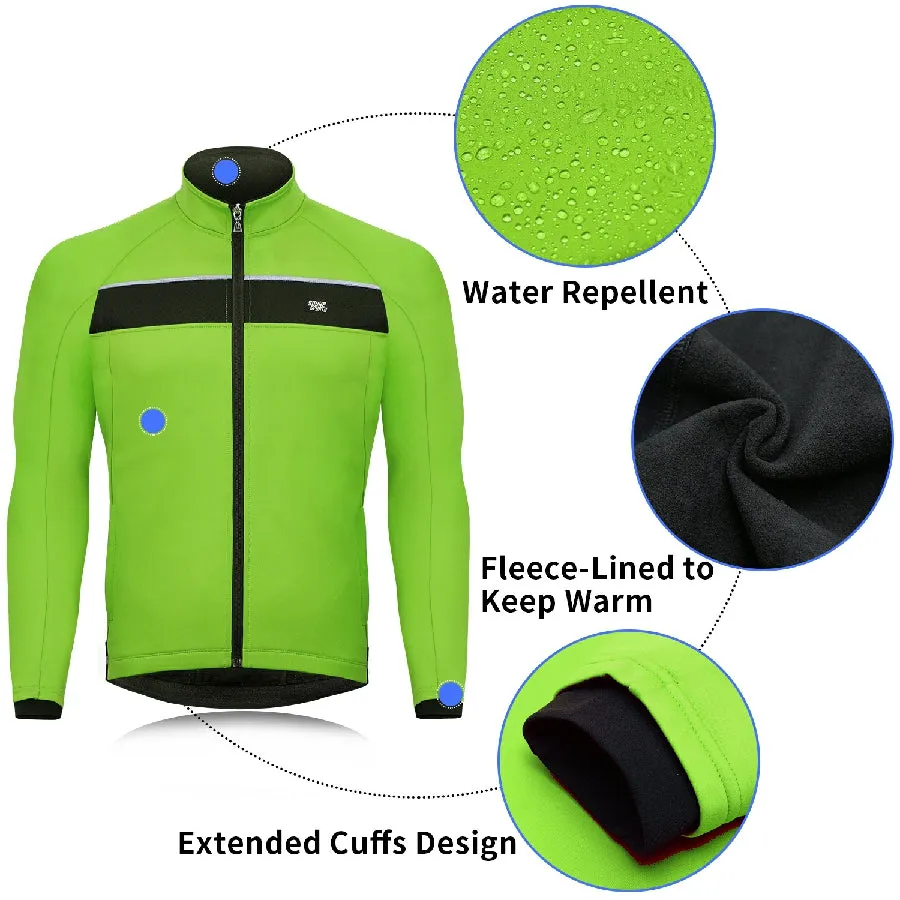 Souke Sports Men's Water Resistance Windbreaker Cycling Jacket with Pockets-JA0700-Green