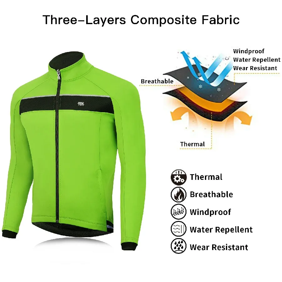 Souke Sports Men's Water Resistance Windbreaker Cycling Jacket with Pockets-JA0700-Green