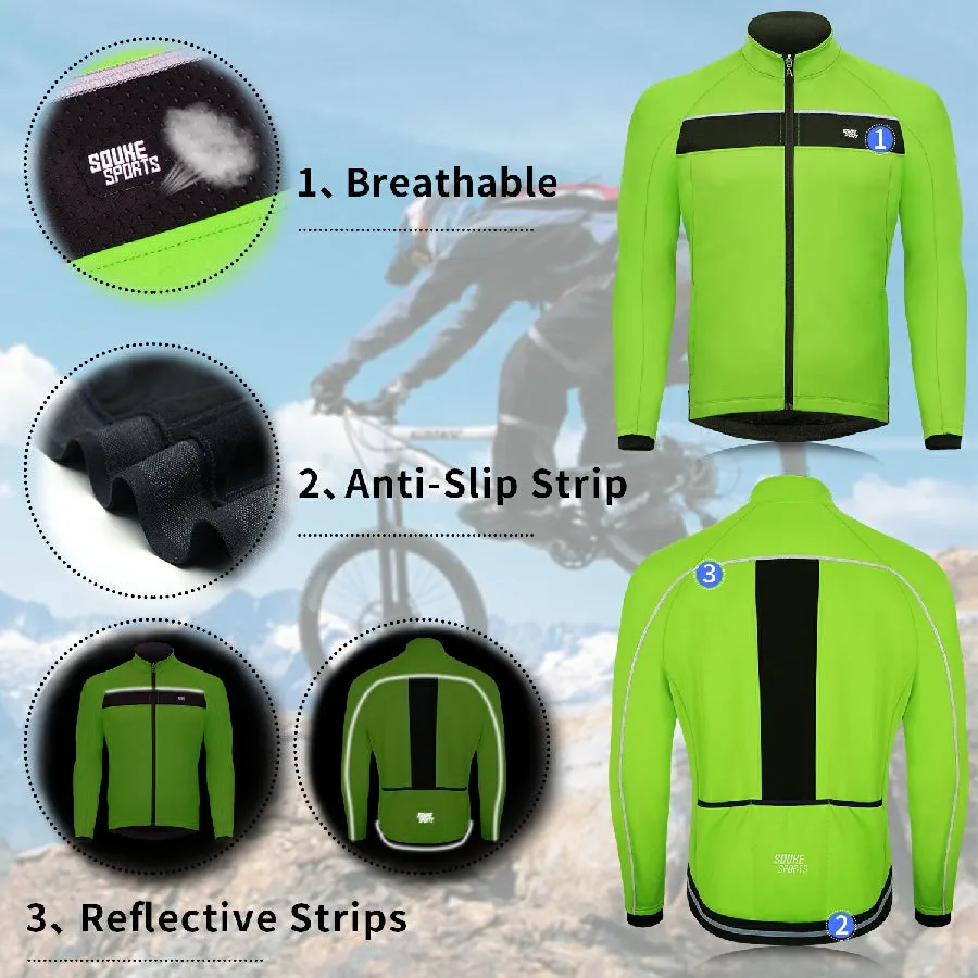 Souke Sports Men's Water Resistance Windbreaker Cycling Jacket with Pockets-JA0700-Green